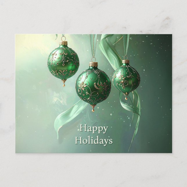 Carte Postale Green Christmas Ball Holiday Postcard (Devant)