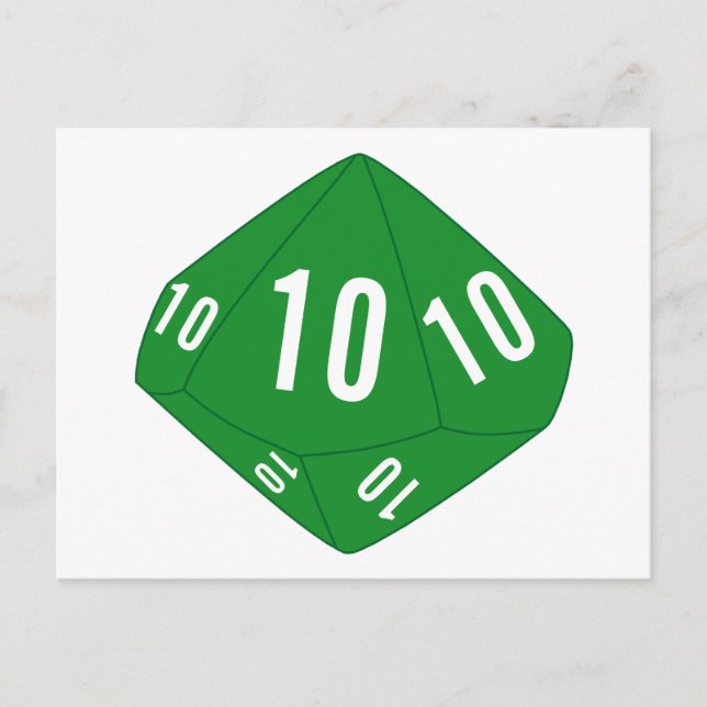 Carte postale Green D10 Dice Table Number (Devant)