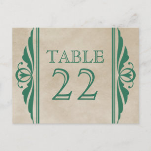 Carte postale Green Elegant Deco Numéro de table