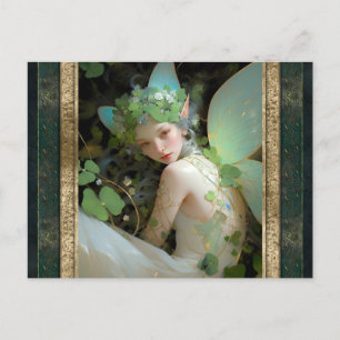 Carte Postale Green Fairy Femme Imaginaire Art