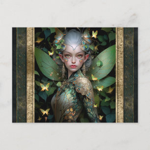 Carte Postale Green Fairy Femme Imaginaire Art
