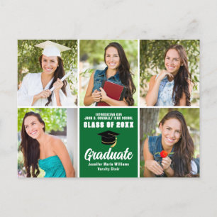 Carte Postale Green Graduate Photo Collage Moderne Graduation