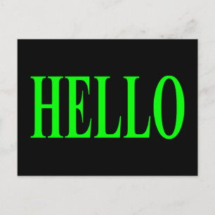 Carte postale Green Hello sur Arrière - plan noir