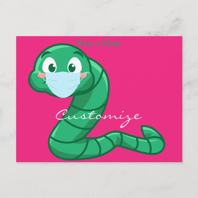 Carte Postale Green Kawaii Worm Thunder_Cove (Devant)
