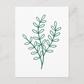 Carte Postale Green line art delicate leaves