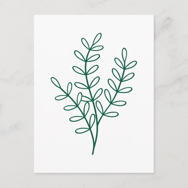 Carte Postale Green line art delicate leaves (Devant)