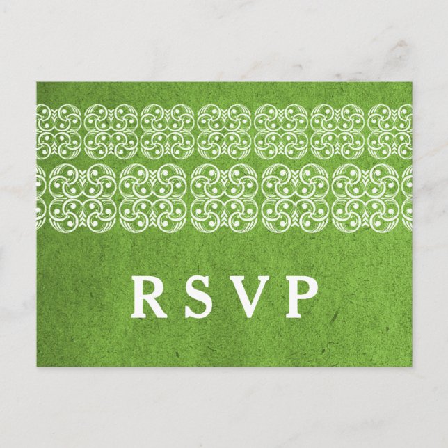 Carte postale Green Modern Bohemian RSVP (Devant)