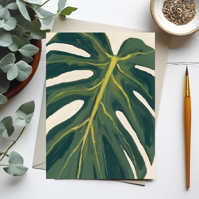 Carte Postale Green Monstera Leaf Botanical Plant Watercolor (Créateur téléchargé)