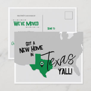 Carte Postale Green New Home au Texas Y'all Moving
