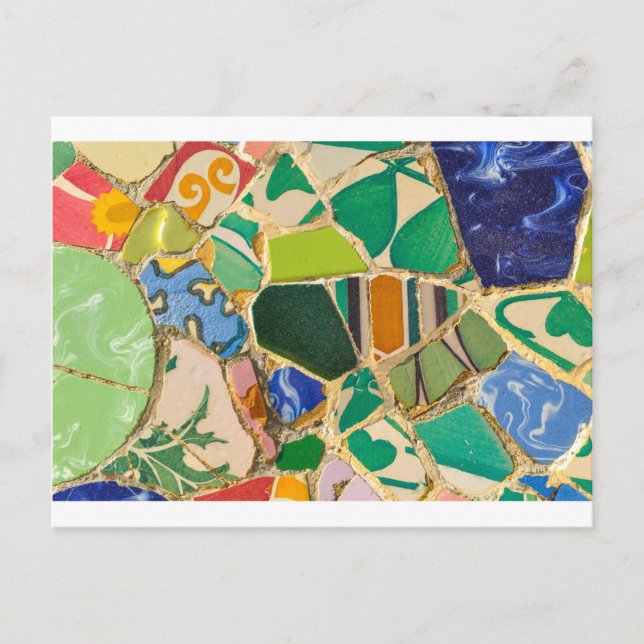 Carte Postale Green Parc Guell Tiles à Barcelone Spain (Devant)