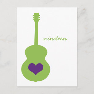 Carte Postale Green/Purple Guitar Heart Table 3
