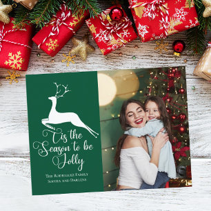 Carte Postale Green Reindeer Christmas Photo mignonne Cette sais