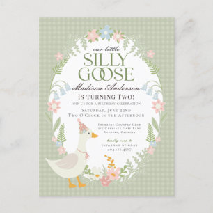 Carte Postale Green Silly Goose Floral En vichy fête d'anniversa