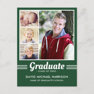 Carte postale Green Sporty Multi-Photo Graduation