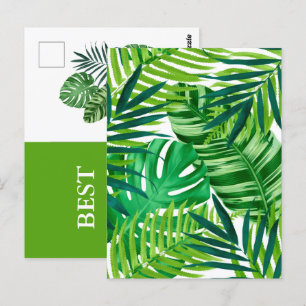 Carte Postale Green Tropical Feuilles Meilleurs voeux