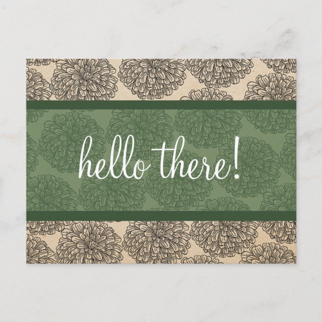 Carte postale Green Vintage Zinnia (Devant)