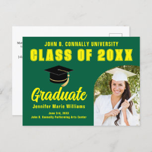 Carte Postale Green Yellow Graduate Custom 2025 Graduation Party