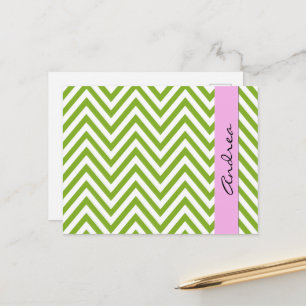Carte Postale Green Zigzag, Green Chevron, Votre Nom