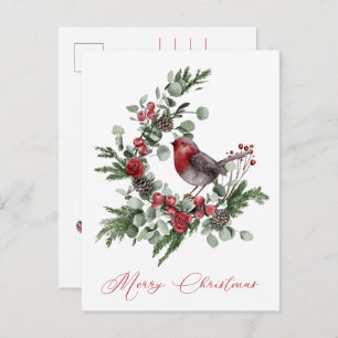 Carte Postale Greens de Noël, Cônes de pin, Gris rouge