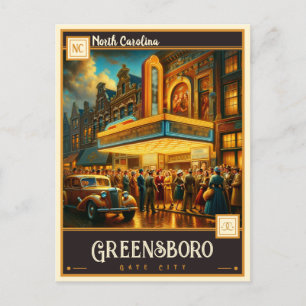 Carte Postale Greensboro, Caroline du Nord VINTAGE