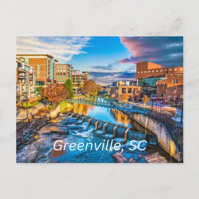 Carte Postale Greenville, Caroline du Sud Reedy River, Centre-vi (Devant)