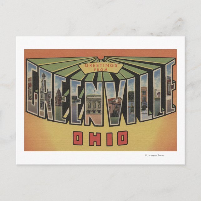 Carte Postale Greenville, Ohio - Scènes de grandes lettres (Devant)