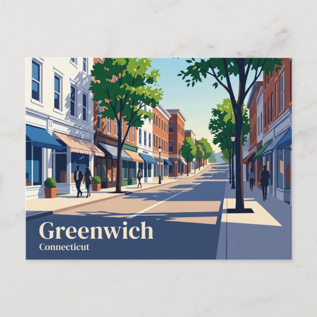 Carte Postale Greenwich Avenue Connecticut (Devant)
