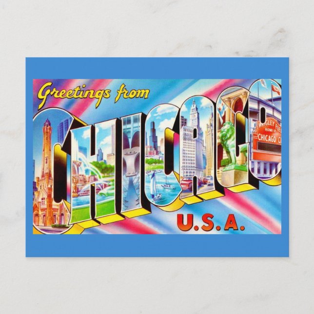 Carte Postale  Greetings from Chicago Crazy Colorful Postcard (Devant)