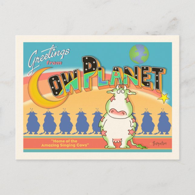 CARTE POSTALE GREETINGS FROM COW PLANET (Devant)