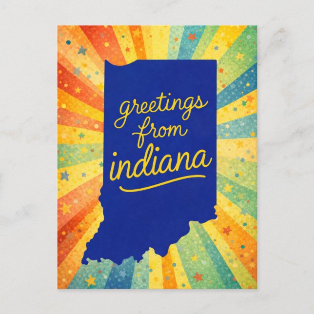 Carte Postale Greetings from Indiana Colorful (Devant)