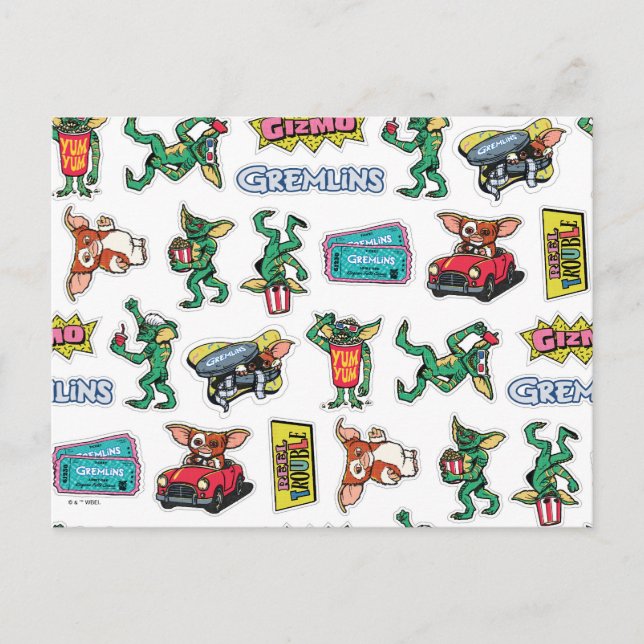 Carte Postale Gremlins™ Autocollants Drôle Motif (Devant)