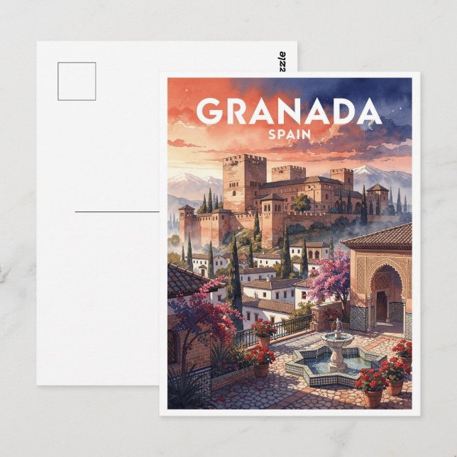 Carte Postale Grenade Espagne Voyage Rétro (Devant / Derrière)