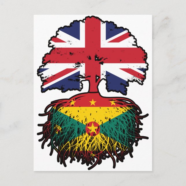 Carte Postale Grenade Grenade Royaume-Uni Drapeau des racines d' (Devant)