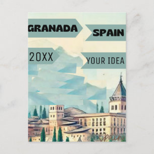 Carte Postale Grenade Travel Poster Imprimable - Espagne Pos Voy