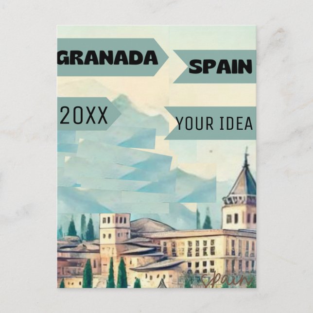 Carte Postale Grenade Travel Poster Imprimable - Espagne Pos Voy (Devant)