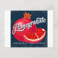 Carte postale grenade Vintage Étiquette de fruits 