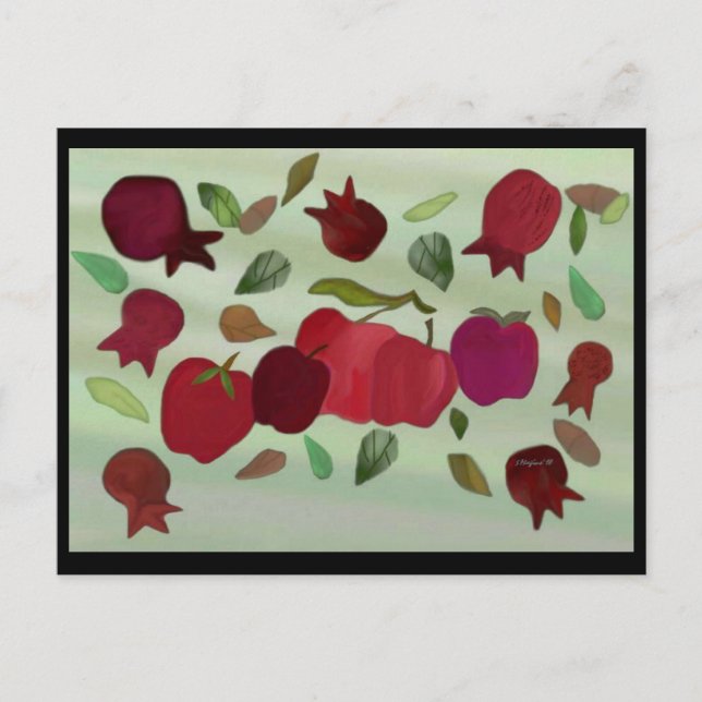 Carte Postale Grenades et pommes Année douce (Devant)