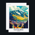 Carte Postale Grenoble France Portrait Vintage voyage<br><div class="desc">Grenoble France Vintage voyage Peinture de portrait Illustration</div>