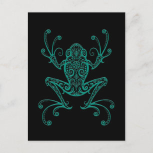 Carte Postale Grenouille à arbre bleu Turquoise complexe sur le