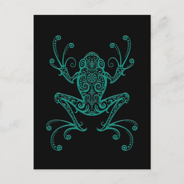 Carte Postale Grenouille à arbre bleu Turquoise complexe sur le  (Devant)