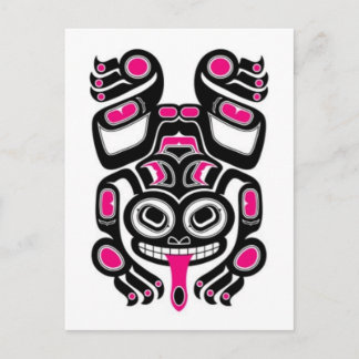 Carte Postale Grenouille à arbre rose et noir Haida