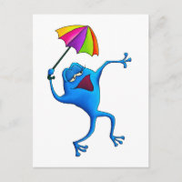 Grenouille à chant bleu avec parapluie
