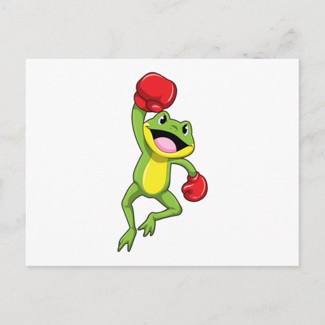 Carte Postale Grenouille à la boxe avec gants de boxe (Devant)