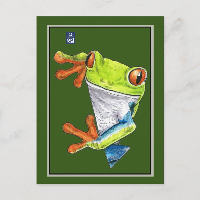 Carte postale Grenouille à oreilles rouges (Devant)