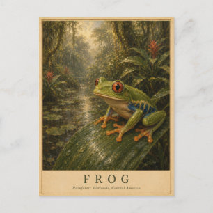 Carte Postale Grenouille Amérique centrale VINTAGE