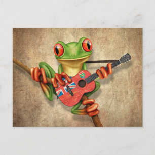 Carte Postale Grenouille arborescente Jouer Guitare du drapeau d