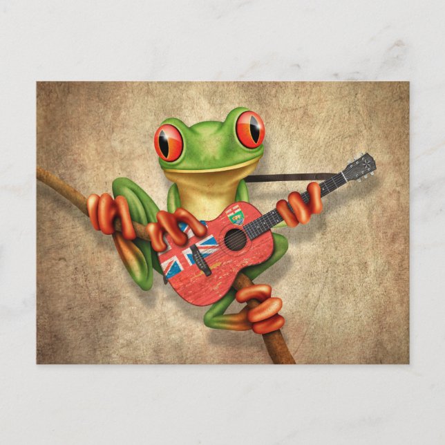 Carte Postale Grenouille arborescente Jouer Guitare du drapeau d (Devant)