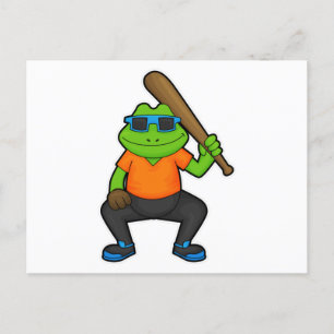 Carte Postale Grenouille au baseball avec batte de baseball et l