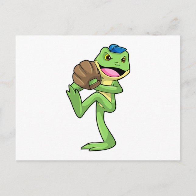 Carte Postale Grenouille au baseball avec gants (Devant)