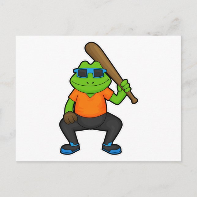 Carte Postale Grenouille au baseball avec une batte de baseball  (Devant)